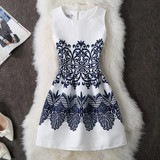 New A-Line dress for Women teenagers  butterfly print sleeveless Ladies princess party dress 12 - 20 years 2017 Women's dress