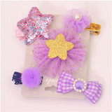 New 5pcs kids girl hair Accessories flower Bowknot Hairpin children star Cartoon crown hair clips Barrette headwear Q-2