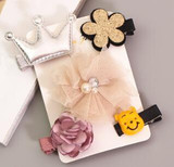 New 5pcs kids girl hair Accessories flower Bowknot Hairpin children star Cartoon crown hair clips Barrette headwear Q-2