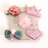 New 5pcs kids girl hair Accessories flower Bowknot Hairpin children star Cartoon crown hair clips Barrette headwear Q-2