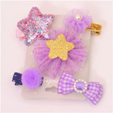 New 5pcs kids girl hair Accessories flower Bowknot Hairpin children star Cartoon crown hair clips Barrette headwear Q-2