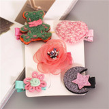 New 5pcs kids girl hair Accessories flower Bowknot Hairpin children star Cartoon crown hair clips Barrette headwear Q-2