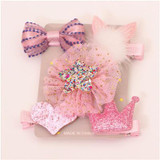 New 5pcs kids girl hair Accessories flower Bowknot Hairpin children star Cartoon crown hair clips Barrette headwear Q-2