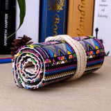 New 48 Holes Canvas Wrap Roll Up Pencil Bag Pen Case Holder Storage Pouch Alloggiamento Della Spazzola Logement Brush Hot