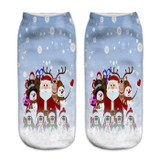 New 3D Printed Christmas Style Women Casual Socks Unisex Cartoon Elk Snowman Santa Socks Cute Unisex Low Cut Ankle Cotton Socks
