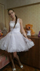 New 2017 White Short Wedding Dresses The Brides Sexy Lace Wedding Dress Bridal Gown Plus Size Ivory vestido de noiva Real Sample