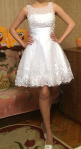 New 2017 White Short Wedding Dresses The Brides Sexy Lace Wedding Dress Bridal Gown Plus Size Ivory vestido de noiva Real Sample