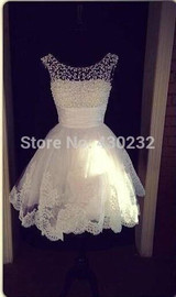 New 2017 White Short Wedding Dresses The Brides Sexy Lace Wedding Dress Bridal Gown Plus Size Ivory vestido de noiva Real Sample