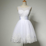 New 2017 White Short Wedding Dresses The Brides Sexy Lace Wedding Dress Bridal Gown Plus Size Ivory vestido de noiva Real Sample