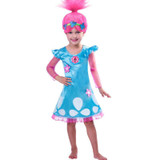New 2017 Trolls Party Dress for Girls Baby Kid Costumes Autumn Christmas Flower Cartoon Girl Dresses Wig Toddler Clothing Troll