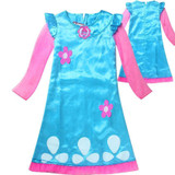 New 2017 Trolls Party Dress for Girls Baby Kid Costumes Autumn Christmas Flower Cartoon Girl Dresses Wig Toddler Clothing Troll