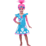 New 2017 Trolls Party Dress for Girls Baby Kid Costumes Autumn Christmas Flower Cartoon Girl Dresses Wig Toddler Clothing Troll