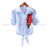 New 2017 Top Embroidery Blouse Shirt Women Tops Blusas Mujer De Moda Chemise Femme Large Size Short Blouses Camisas Femininas