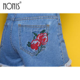 New 2017 Summer Women High Waist Short Jeans Flower Embroidery Pockets Denim Short Vintage Casual Shorts New 2017 Summer Women High Waist Short Jeans Flower Embroidery Pockets Denim Short Vintage Casual Shorts