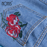 New 2017 Summer Women High Waist Short Jeans Flower Embroidery Pockets Denim Short Vintage Casual Shorts New 2017 Summer Women High Waist Short Jeans Flower Embroidery Pockets Denim Short Vintage Casual Shorts