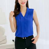 NEW 2017 Summer Women Chiffon Blouses Sleeveless V neck Casual Loose Office Lady Top Female Shirt Blouse W1
