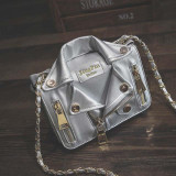 New European Brand Designer Chain Motorcycle Bags Women Clothing Shoulder Rivet Jacket Bags Messenger Bag Women Leather Handbags