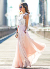 New Elegant Women Lace Chiffon Formal Wedding Bridesmaid Long Party Ball Prom Gown Dress Womens Sleeveless Long Dresses