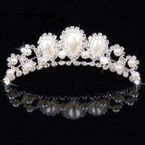 New Elegant Pearl Rhinestone inlay Crown Tiara Hair Comb LKT0004
