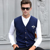 New design mens autumn cashmere sweater vest fashion plaid sleeveless sweater man argyle v-neck wool sweater cardigan