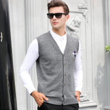 New design mens autumn cashmere sweater vest fashion plaid sleeveless sweater man argyle v-neck wool sweater cardigan
