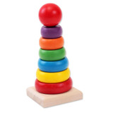 New Design Kids Baby Toy Wooden Stacking Ring Tower Educational Toys Rainbow Stack Up Learning Education Building Blocks