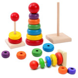 New Design Kids Baby Toy Wooden Stacking Ring Tower Educational Toys Rainbow Stack Up Learning Education Building Blocks