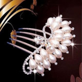 New Design Fashion Wedding Bridal Crystal Rhinestone Pearls Hairpin Flower Diamante Hair Clip Comb Diamante Hair Clip Comb Jewel