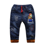 New children clothing baby boys thermal pants jeans for kids 0-5T baby girls plus velvet warm trousers denim autumn and winter