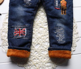 New children clothing baby boys thermal pants jeans for kids 0-5T baby girls plus velvet warm trousers denim autumn and winter