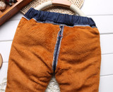 New children clothing baby boys thermal pants jeans for kids 0-5T baby girls plus velvet warm trousers denim autumn and winter