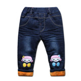 New children clothing baby boys thermal pants jeans for kids 0-5T baby girls plus velvet warm trousers denim autumn and winter