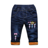 New children clothing baby boys thermal pants jeans for kids 0-5T baby girls plus velvet warm trousers denim autumn and winter