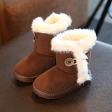 New Children Boots Winter Baby Boys Girls Snow Boots Buckle Plush Kids Winter Shoes Girls Fashion Ankle Booties Baby Warm Shoes