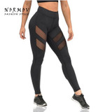NORMOV Women's Leggings Fashion Big Size Mesh Patchwork Leggings Female Elastic Fashion Workout fitness Leggings Women Summer