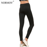 NORMOV S-XL Women Push Up Ripped Leggings Workout Black Leggins Workout Hollow Out Breathable Slim Leggings Women