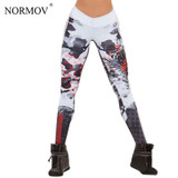 NORMOV Digital Printed Leggings Women Workout High Waist Leggings Skull Print Fitness Clothing Sexy Push Up Leggings Female