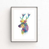 Nordic Watercolor Deer Head Animal A4  Canvas Art Print Painting Poster  Home Decor Wall Picture For Living Room Kids Room