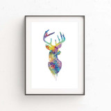 Nordic Watercolor Deer Head Animal A4  Canvas Art Print Painting Poster  Home Decor Wall Picture For Living Room Kids Room