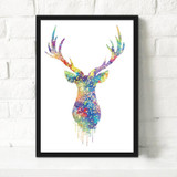 Nordic Watercolor Deer Head Animal A4  Canvas Art Print Painting Poster  Home Decor Wall Picture For Living Room Kids Room