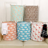Nordic Style Flamingo Cotton Folding Laundry Baskets Dirty Clothes Storage Large Basket For Toy Clothes Sundries Storage Box