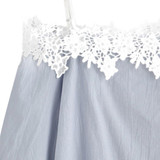 Newest Summer Women Blouses Nine Quarter Sleeve Floral Crochet Lace Blouse Sexy Slash Neck Strapless Shirt Tops Elegant Blusas