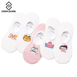 Newest Harajuku Cartoon Pink Leopard Garfield Meia Women Crew Socks Creative Novelty Funny Party Star Egg Sox Cute Cotton Socks