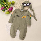 DLY017 retail 2017 new style baby rompers kids 1 pcs hoodies pilot design jumpsuits cotton infant rompers free shipping