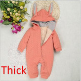 DLY072 Winter Thick Baby Rompers Climbing Clothes Boys Girls Newborn Coverall Warm Knitted Sweater Animal Cotton Hooded  Jackets