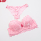 DKERT Sexy Lace Bra Set Push up Women's Underwear Set Padded Bra Plunge Luxury Lingerie Embroidery Floral Intimates Brassieres