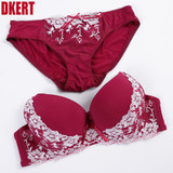 DKERT Embroidery Bra Big Size BCD Cup Bra Brief Sets Sexy Lace Cotton Women Bra Set Push Up Brassiere And Panty Set Underwear