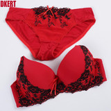 DKERT Embroidery Bra Big Size BCD Cup Bra Brief Sets Sexy Lace Cotton Women Bra Set Push Up Brassiere And Panty Set Underwear