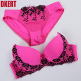 DKERT Embroidery Bra Big Size BCD Cup Bra Brief Sets Sexy Lace Cotton Women Bra Set Push Up Brassiere And Panty Set Underwear