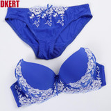DKERT Embroidery Bra Big Size BCD Cup Bra Brief Sets Sexy Lace Cotton Women Bra Set Push Up Brassiere And Panty Set Underwear
